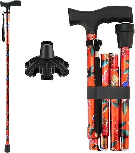 Walking Cane LIXIANG Cane para hombremujer  Ayuda para la movilidad y la vida diaria  Bastón plegable de 5 niveles de altura ajustable  Cómodo