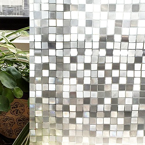 Wielokrotnego użytku prywatna folia okienna, wzór mozaiki 3D, bez kleju adsorpcja próżniowa, anty-UV, prywatna folia dekoracyjna do szkła 177 cali x 787 cali/450 x 2000 cm