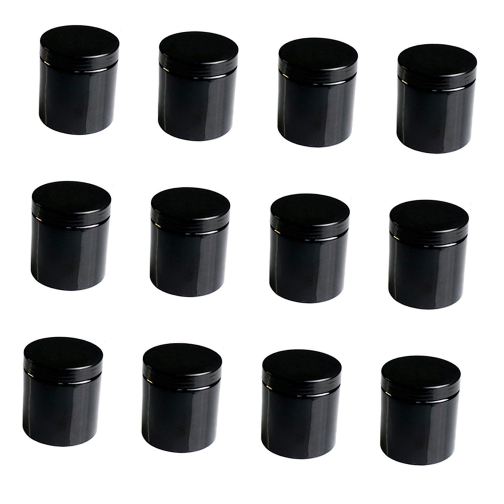 FUOYLOO Lot de 12 Pots Cosmétiques en PET 500 Ml Noirs Contenant Large Ouverture 89 Dents Pot de Crème Visage Pratique et Léger pour Maquillage Voyage et Stockage Sécurisé