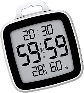DOUDINGMAO Reloj de cuenta regresiva de baño fácil de leer, resistente al agua con pantalla de temperatura y humedad, adecuado para varias tareas