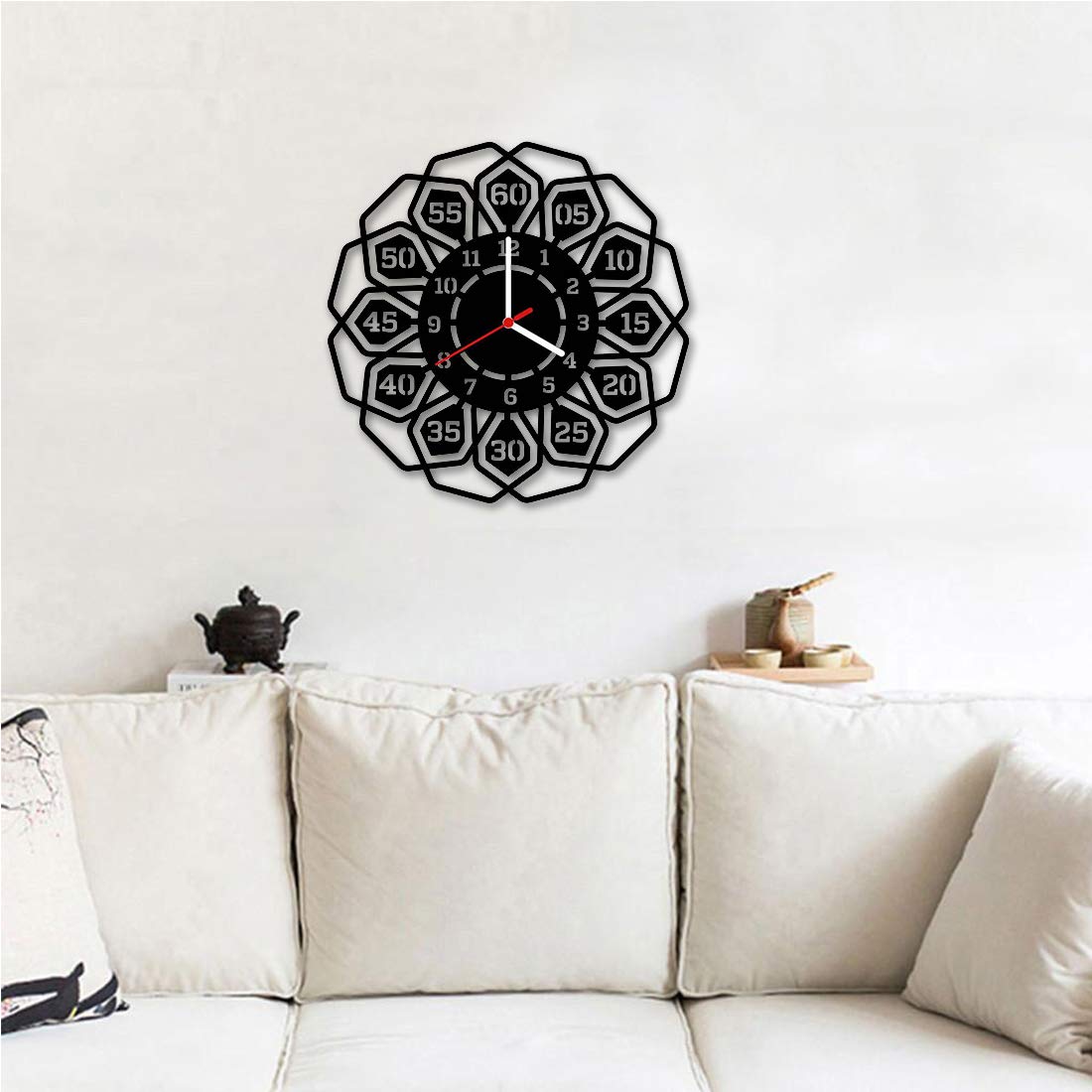 JIEMA Wooden Look Designer Wall Clock (Black Color)