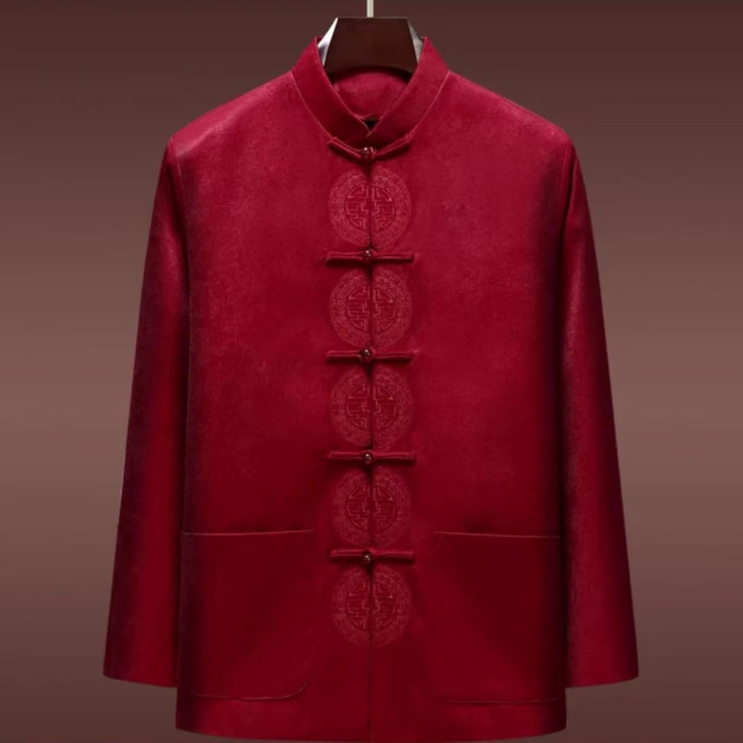GUOYUXIAO Chinese Style Men's Spring and Autumn Overcoat, Plus Size Tang Suit, Birthday and Wedding Celebration Wear