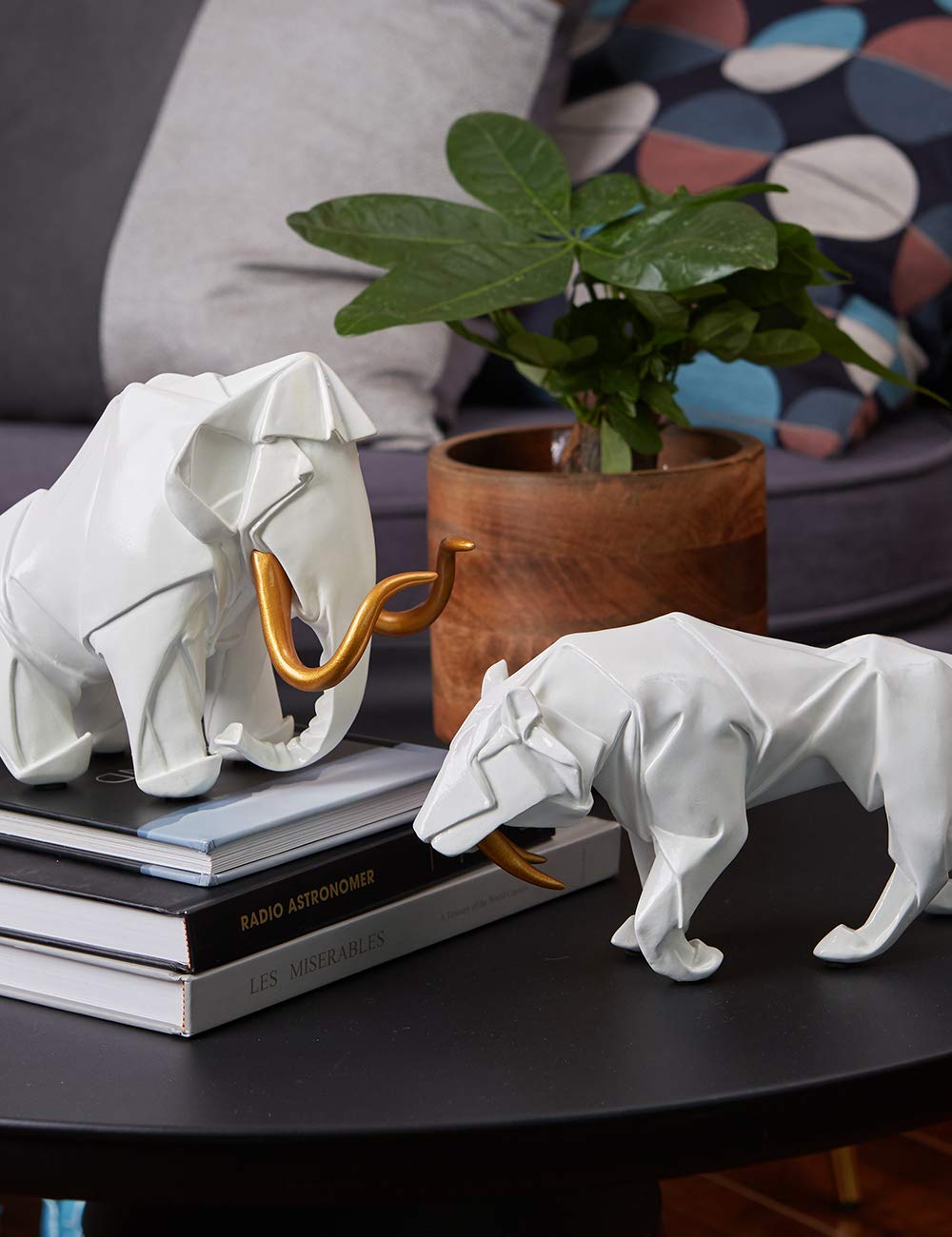 HAUCOZE Léopard Figurine Statue Dinosaur Sculpture Animal Décoration Moderne Cadeau Arts Maison Décor pour Salon Bureau Resine 22cm
