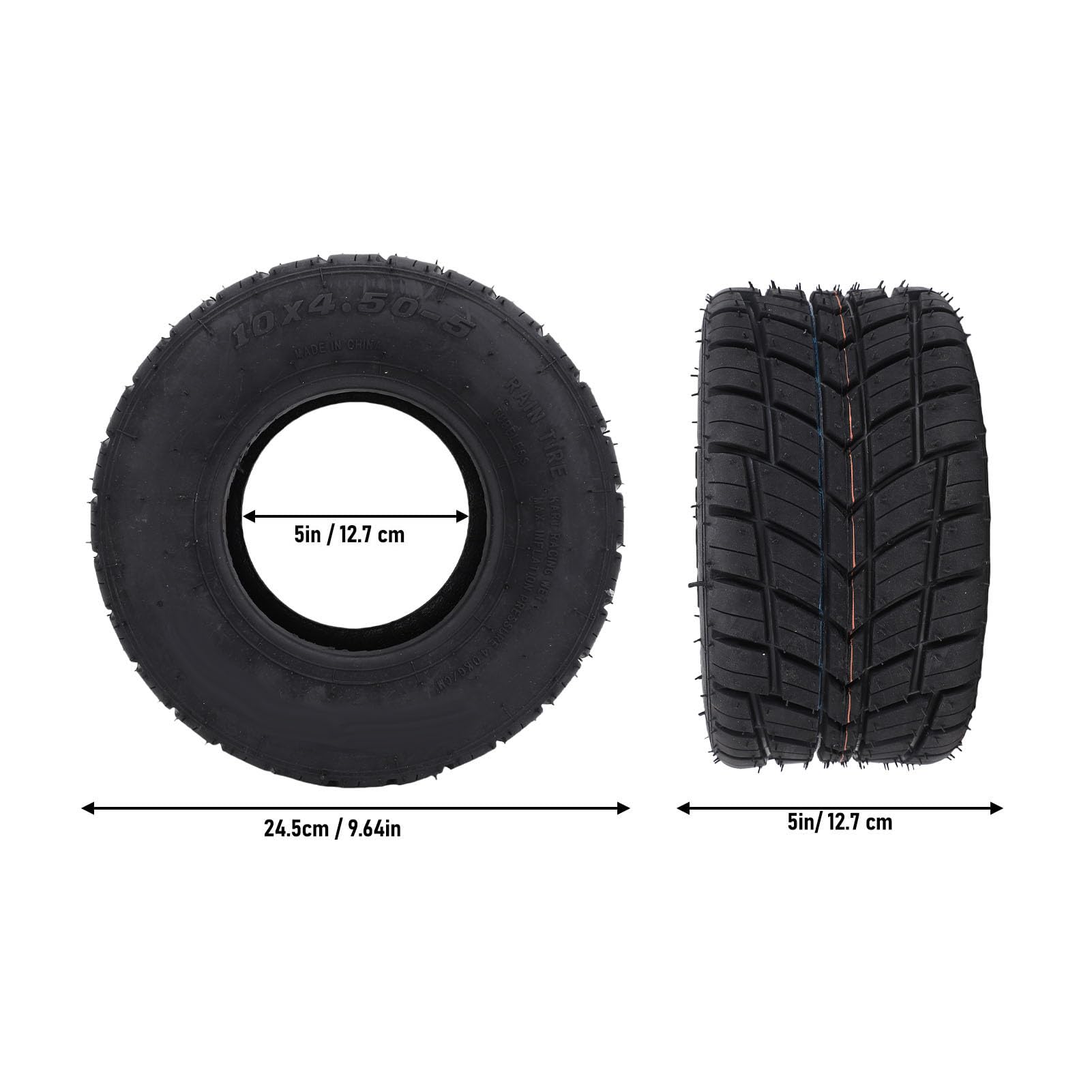 HUIOP Neumático sin Cámara 10x4.50-5, Neumático de Rueda ATV UTV Antideslizante con Excelente Agarre, Reemplazo de Triciclo Deriva Estable para Go Kart, Quad Bike