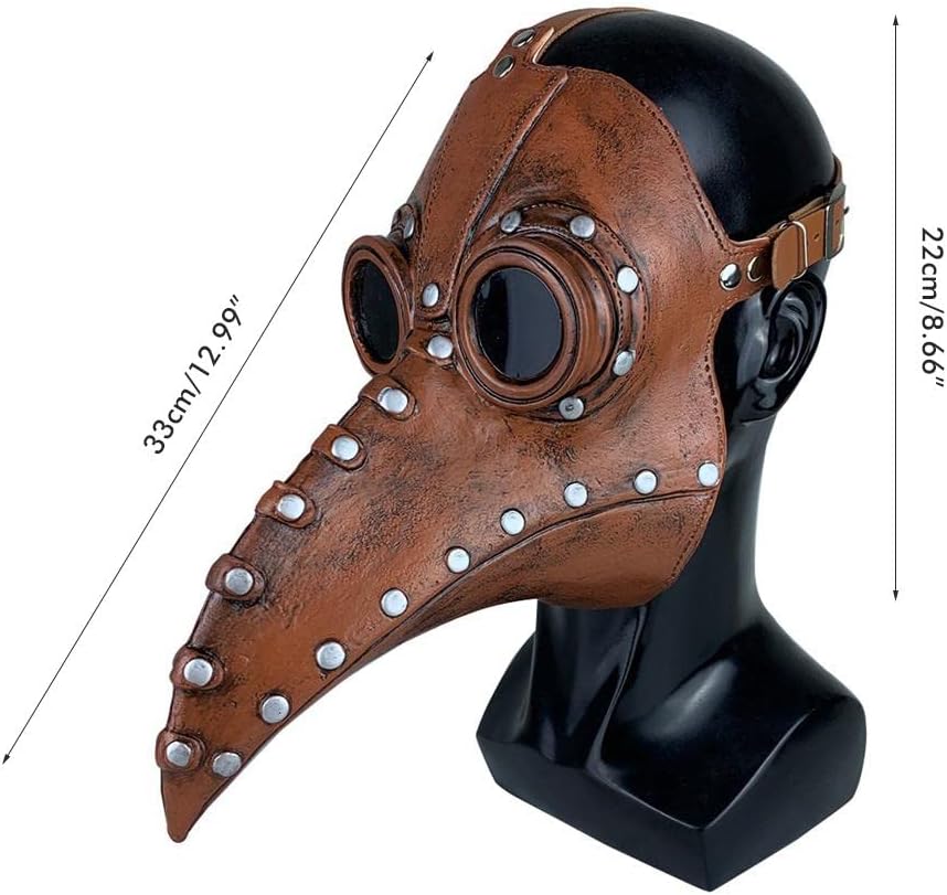 Plague Doctor Bird Mask, Latex Steampunk Long Nose Beak Cosplay Halloween Costume Props Masquerade Masks