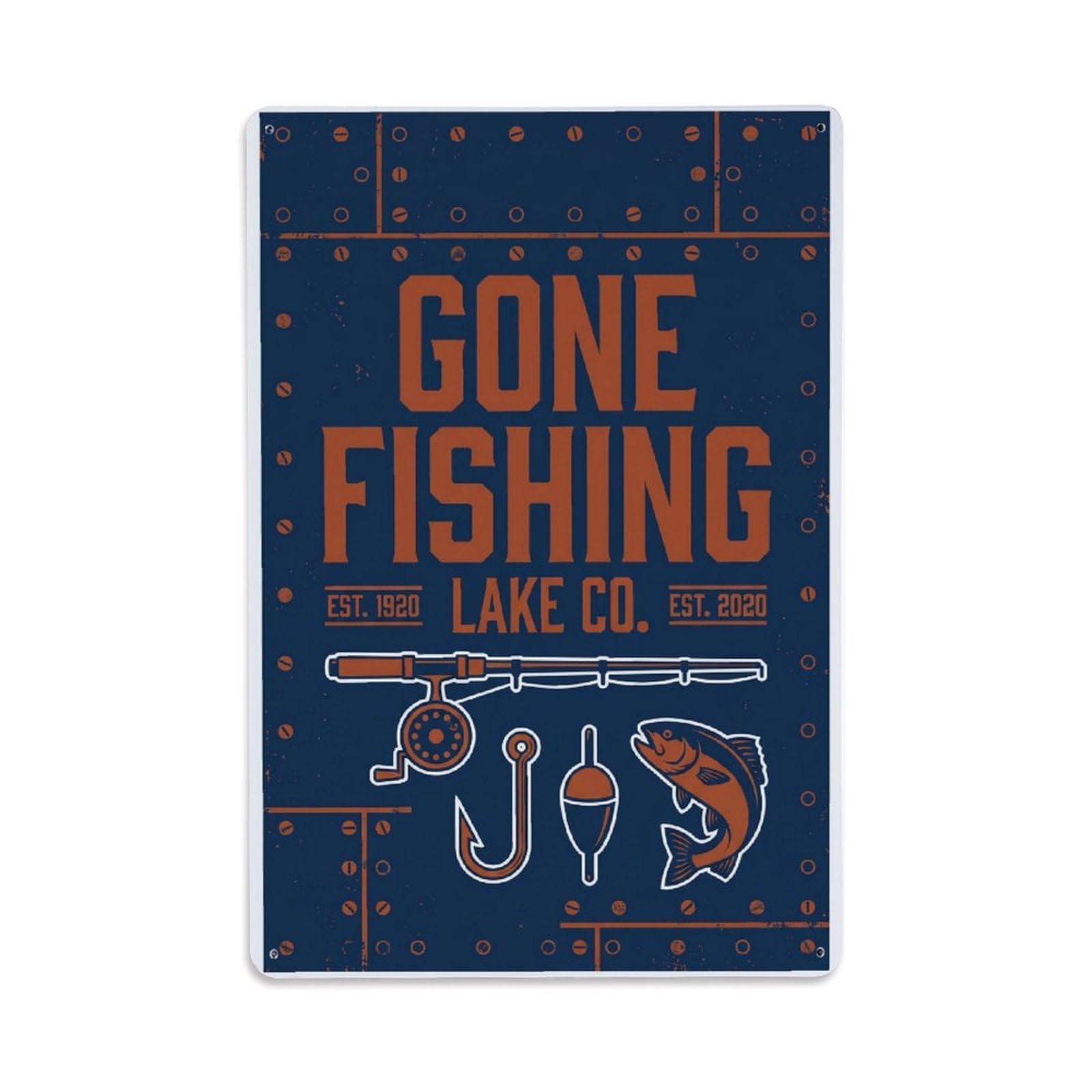 Gone Fishing Man Cave Fishing 2 Vintage Metal Tin Sign Plaque Wall Decor for Cafe, Club, Garden Metal Poster 8x12Inch