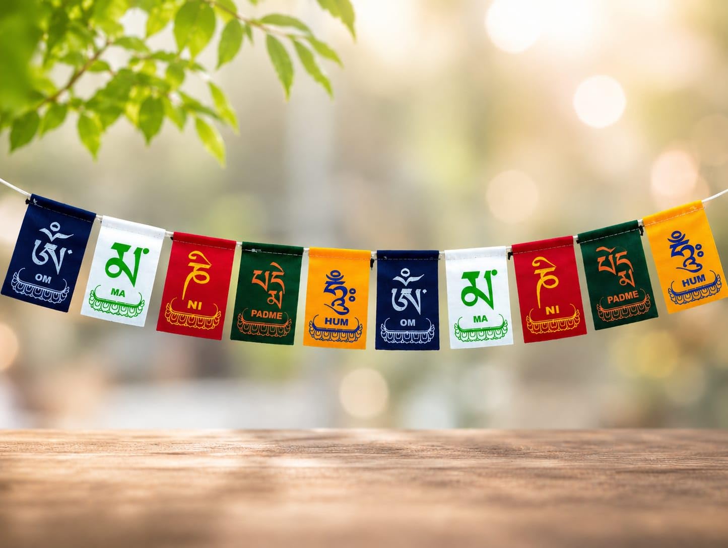 FEATHRA Tibetan Prayer Flags String for Home Decor | Buddhist Om Mani Padme Hum Flags | Multicolor Spiritual Hanging Banner for Meditation, Yoga Room, Balcony, Garden & Temple Decor (1)-image-31