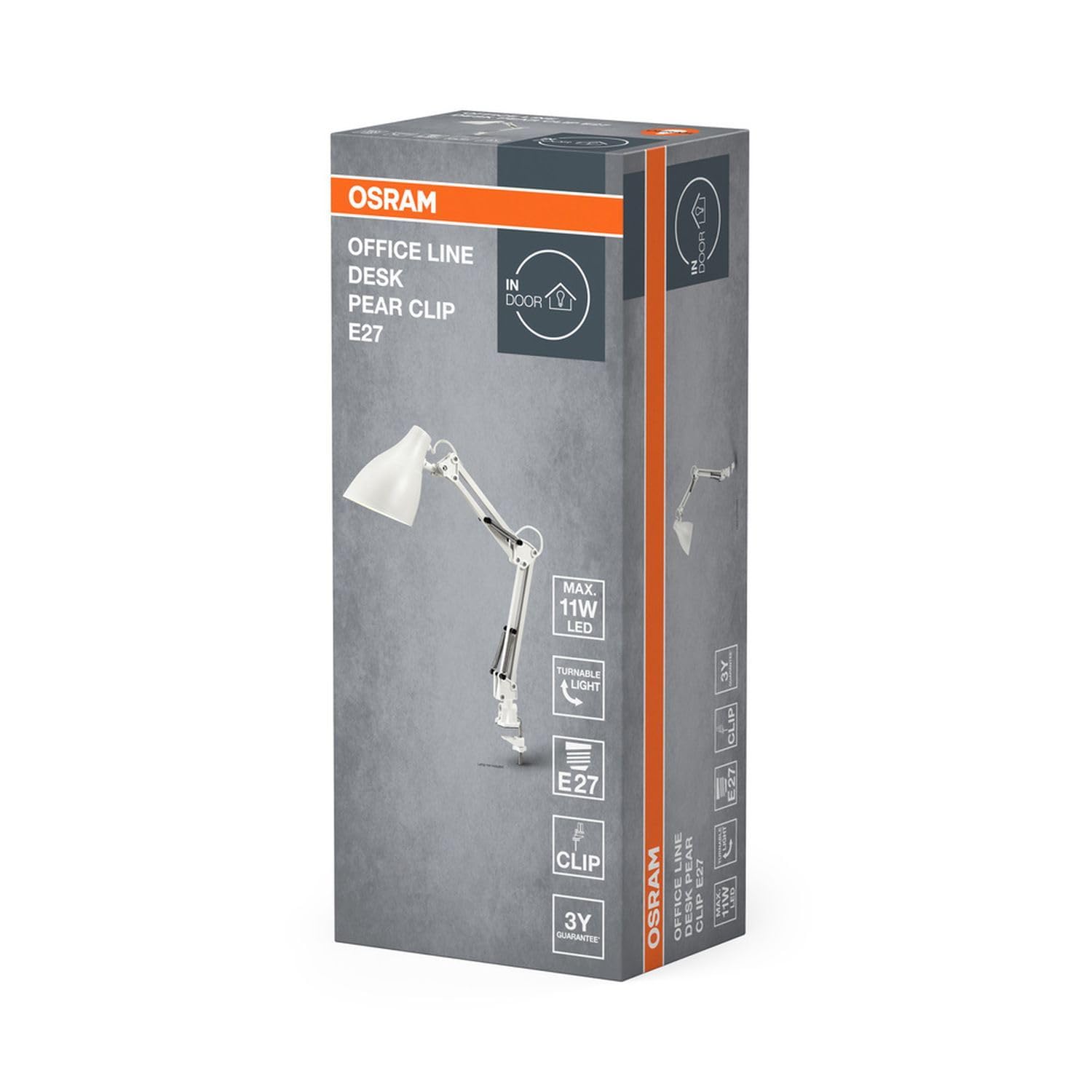 Licht-Erlebnisse Klemmleuchte Metall Weiß E27 verstellbar modern funktional Schlafzimmer Büro Arbeitszimmer H:40 cm Tischleuchte Schreibtisch