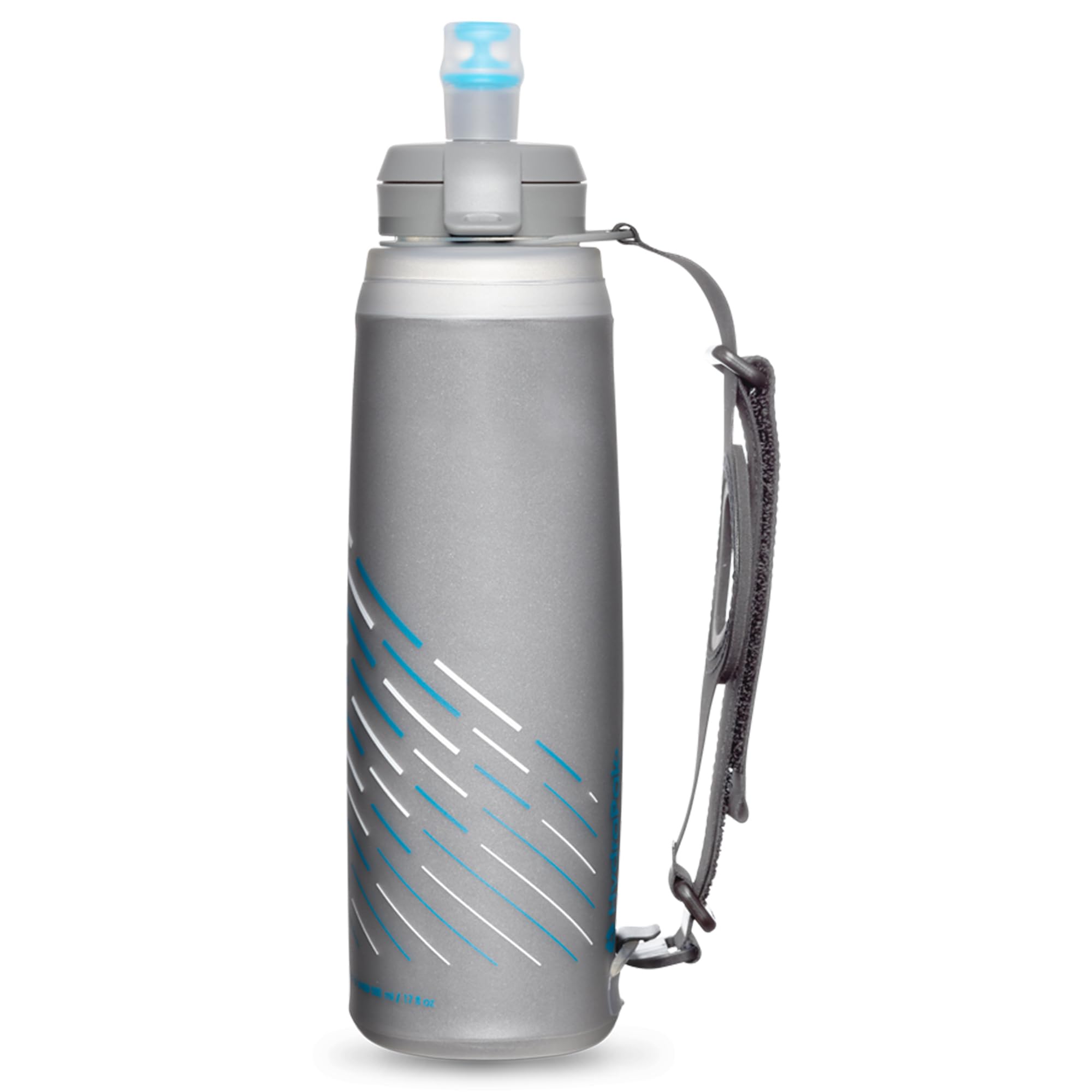 HydraPak Skyflask Speed 500 ml, Flasque avec sangle pour la main. Pour Trail et Running. Compatible avec les Gilets de Course - Gris