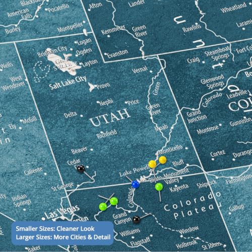 Image of IPIC Antique Blue World Map Pin Board and USA Map, Set of 2, Size 42x28 in