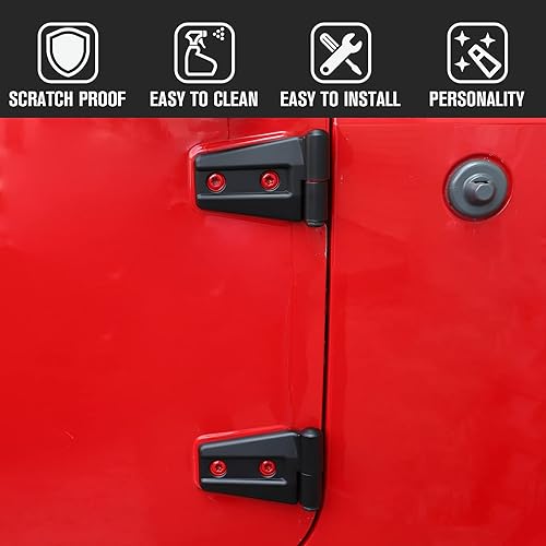 Miniatura 4 de 8 cubiertas protectoras de bisagra de puerta para Jeep Wrangler JK JKU 2007-2018 de 4 puertas (negro mate)