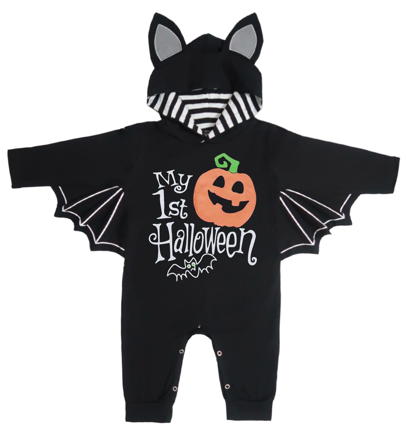 Baby Bat Costume My 1st Halloween Outfit Pumpkin Newborn Baby Boy Costume Black Bat Bodysuit Long Sleeve Romper With Hats