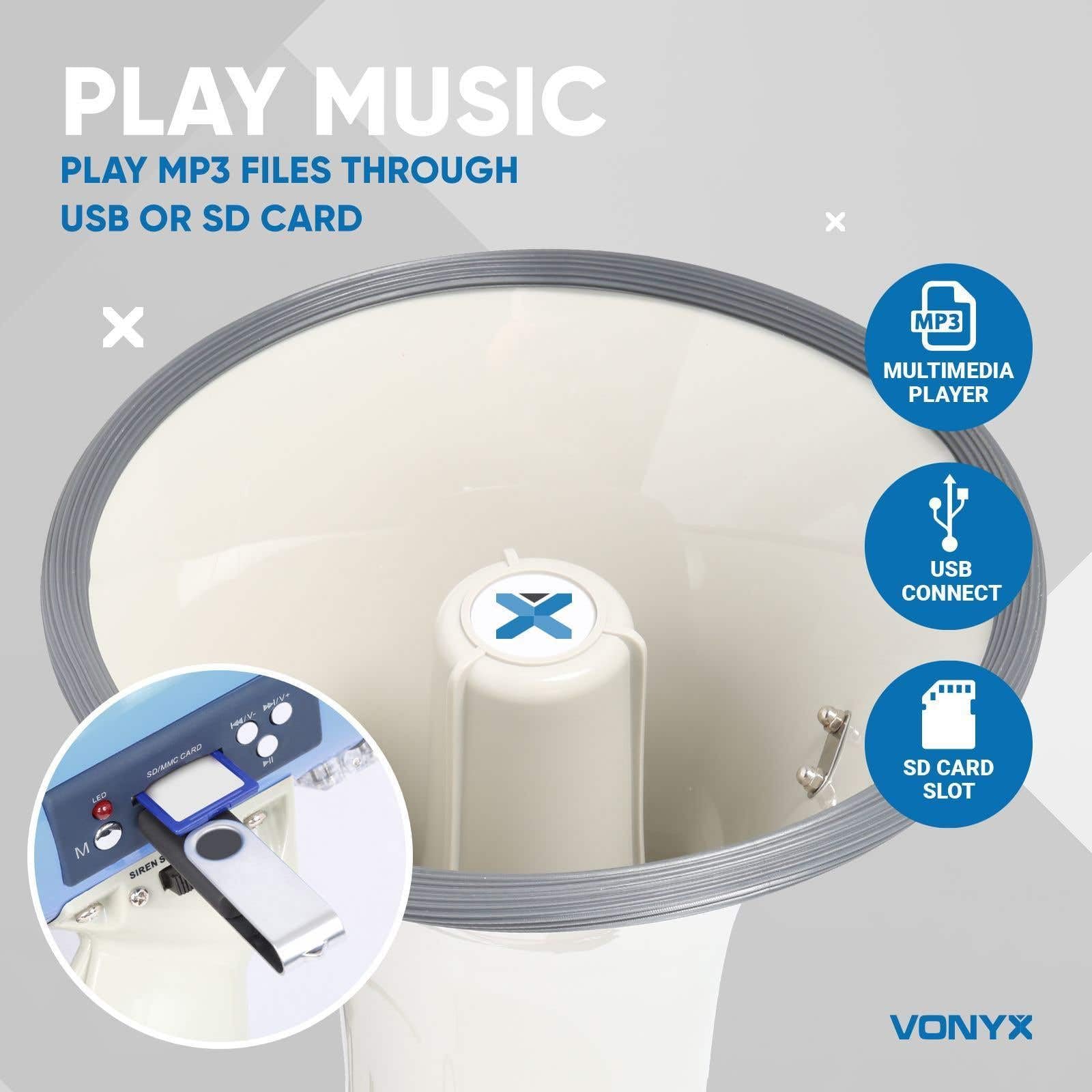 VONYX MEG065 megafono Esterno 65 W Blu, Bianco