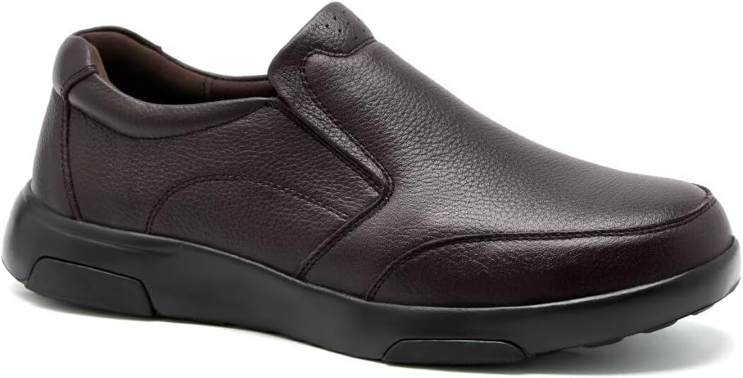Men's Orthopedic Leather Dress Walking Shoes: Cushion Slip-On Shoes with Arch Support for Flat Feet, EVA+Rubbers Sole Oxfords for Working, Home Coffee Size 13