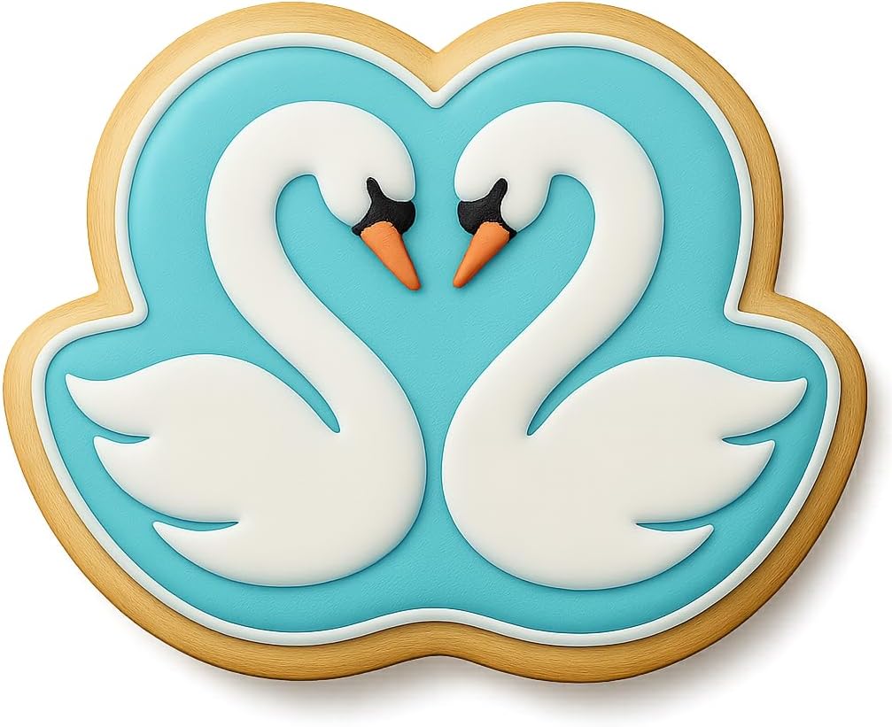 Perfect Pair Swans Cookie Cutter 4x3.2" Romantic Baking Design Set image 4