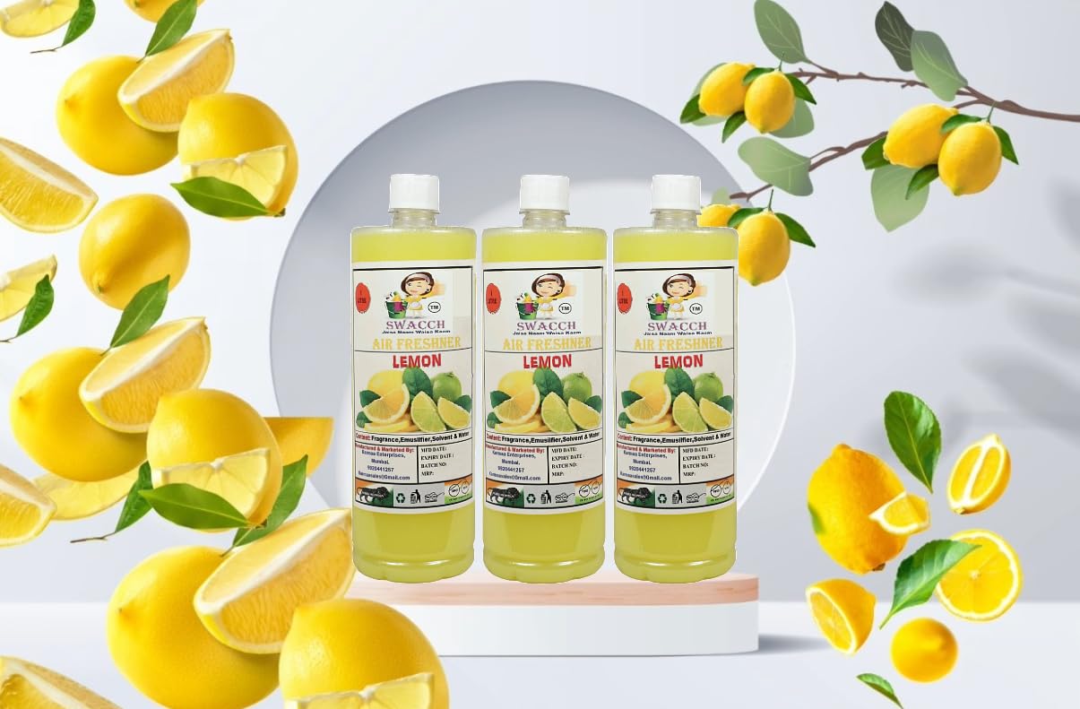 swacch Air Freshner For Home, Hotels I Work Space & Office I Long Lasting I Ready to use I Water Based I Lemon 1 Litre Pack of 3-image-28