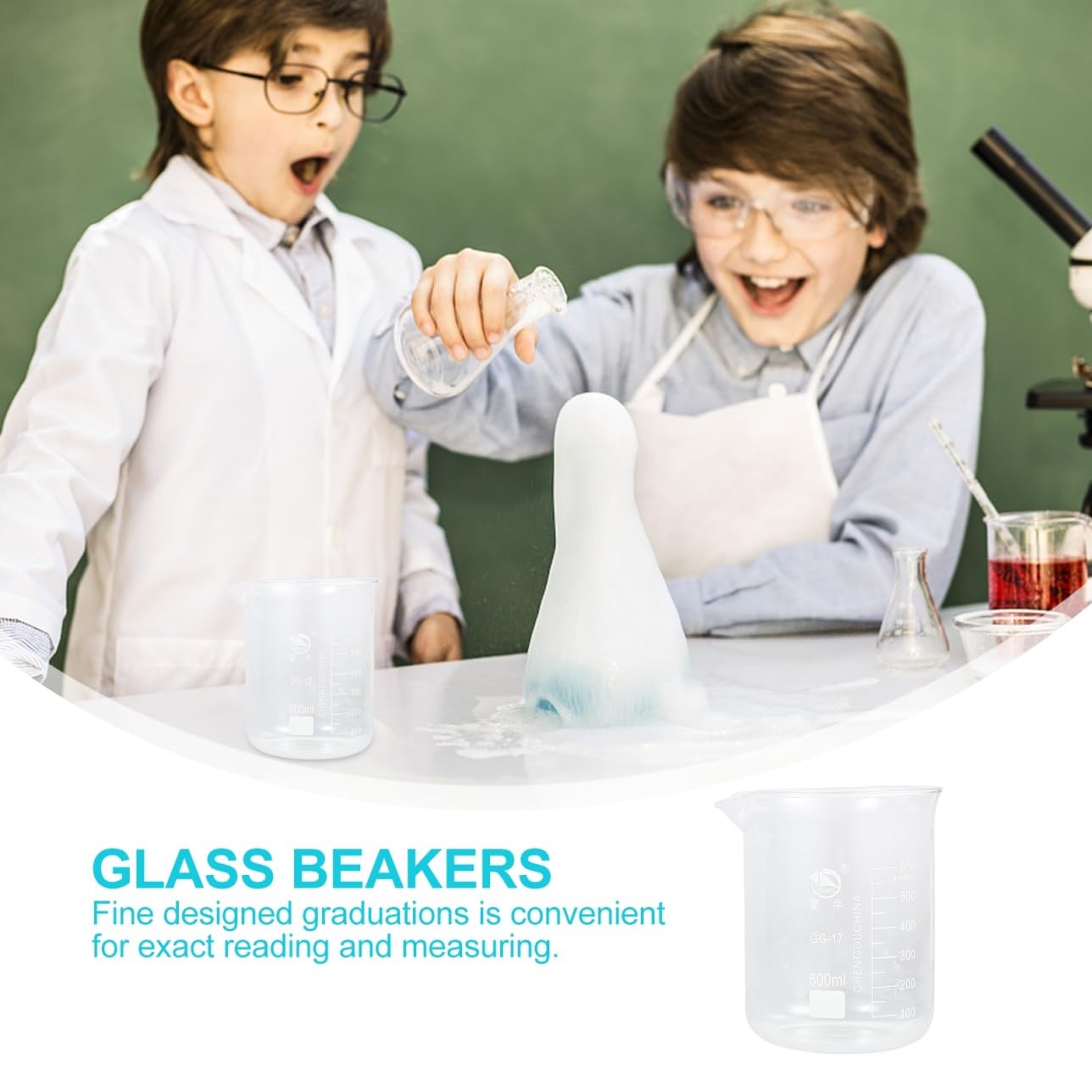 Vaso de Precipitados de Vidrio Transparente 5 Piezas para Laboratorio | Alta Resistencia al Calor, Uso Práctico, Fácil de Lavar, Formato Escala Visible