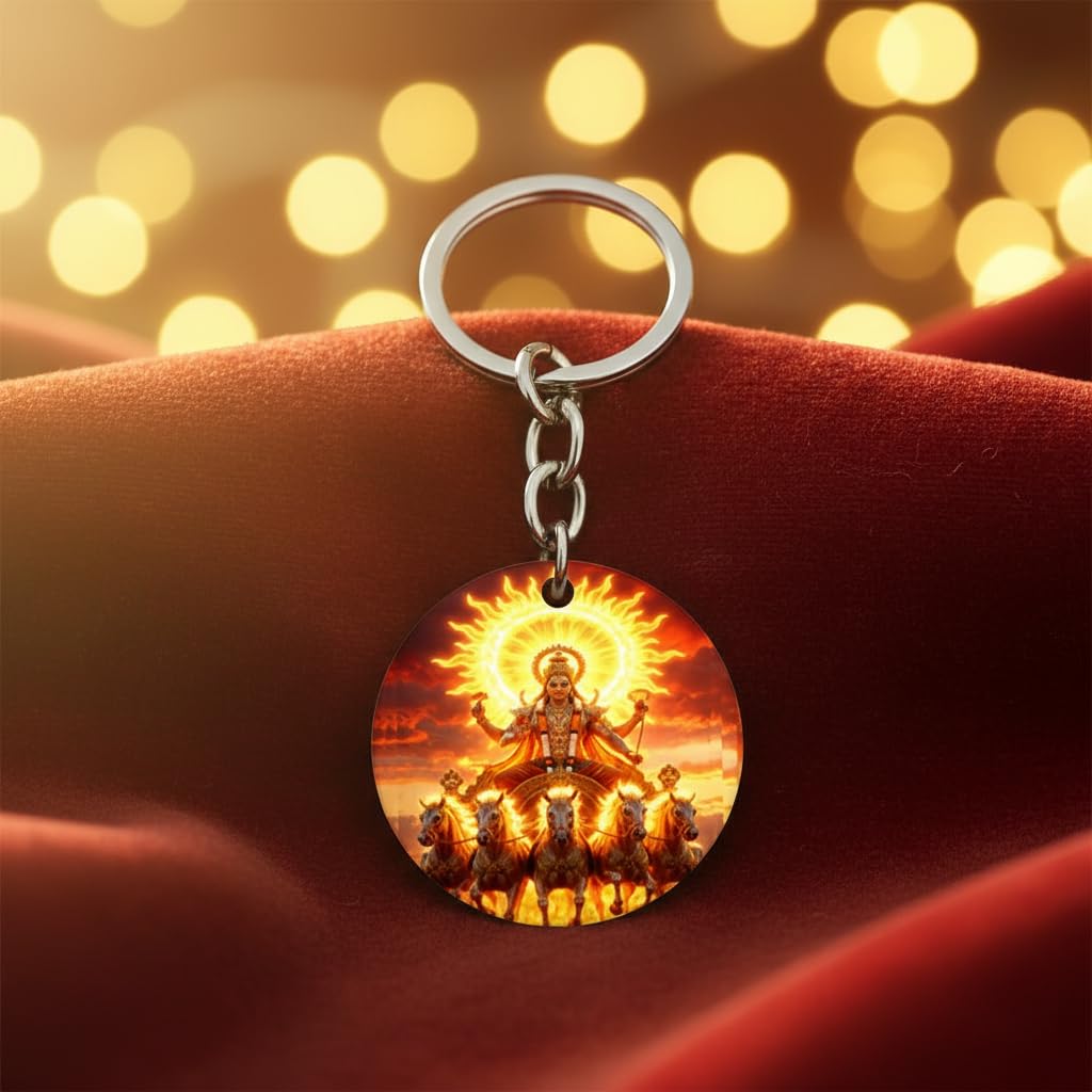 abhiora fashion Lord Surya Dev Acrylic Religious Keychain for Men and Women, Spiritual Keyring for Bike Car Keys Bags Home Office Use-picture-10