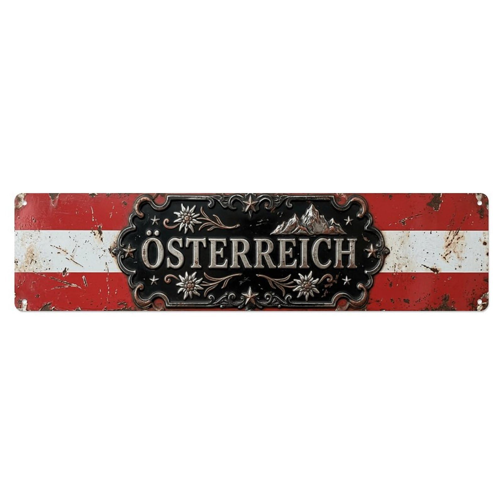 Ldfuieksufg Style Rectangular Osterreich Austria Vintage Mountain Wall Sign Home Decor Vintage Aluminium Metal Sign, Retro Wall Decor For Home, Bar, Garage & Farmhouse 10 * 40Cm