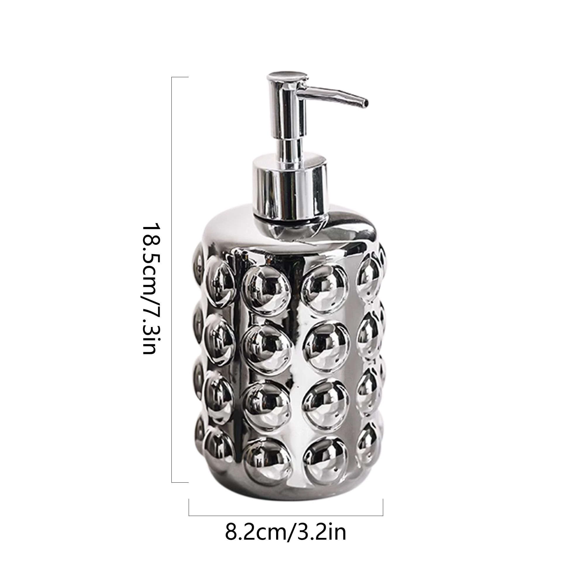 Seifenspender, Nachfüllbarer Lotionspender mit Pumpe for Badezimmerablagen, Keramik-Shampoospender(Silver)