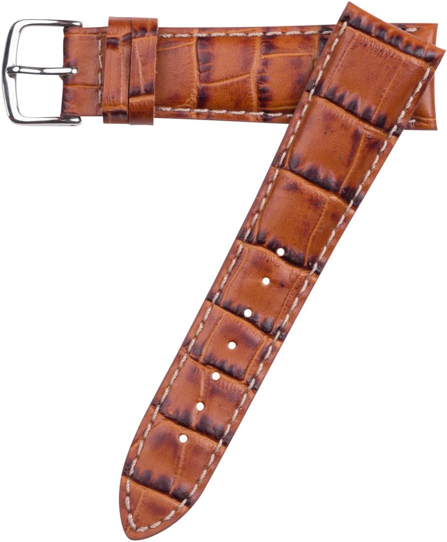 Hadley-RomaHadley Roma MS834 22mm Alligator Grain Calfskin Leather Tan Watch Band Mens