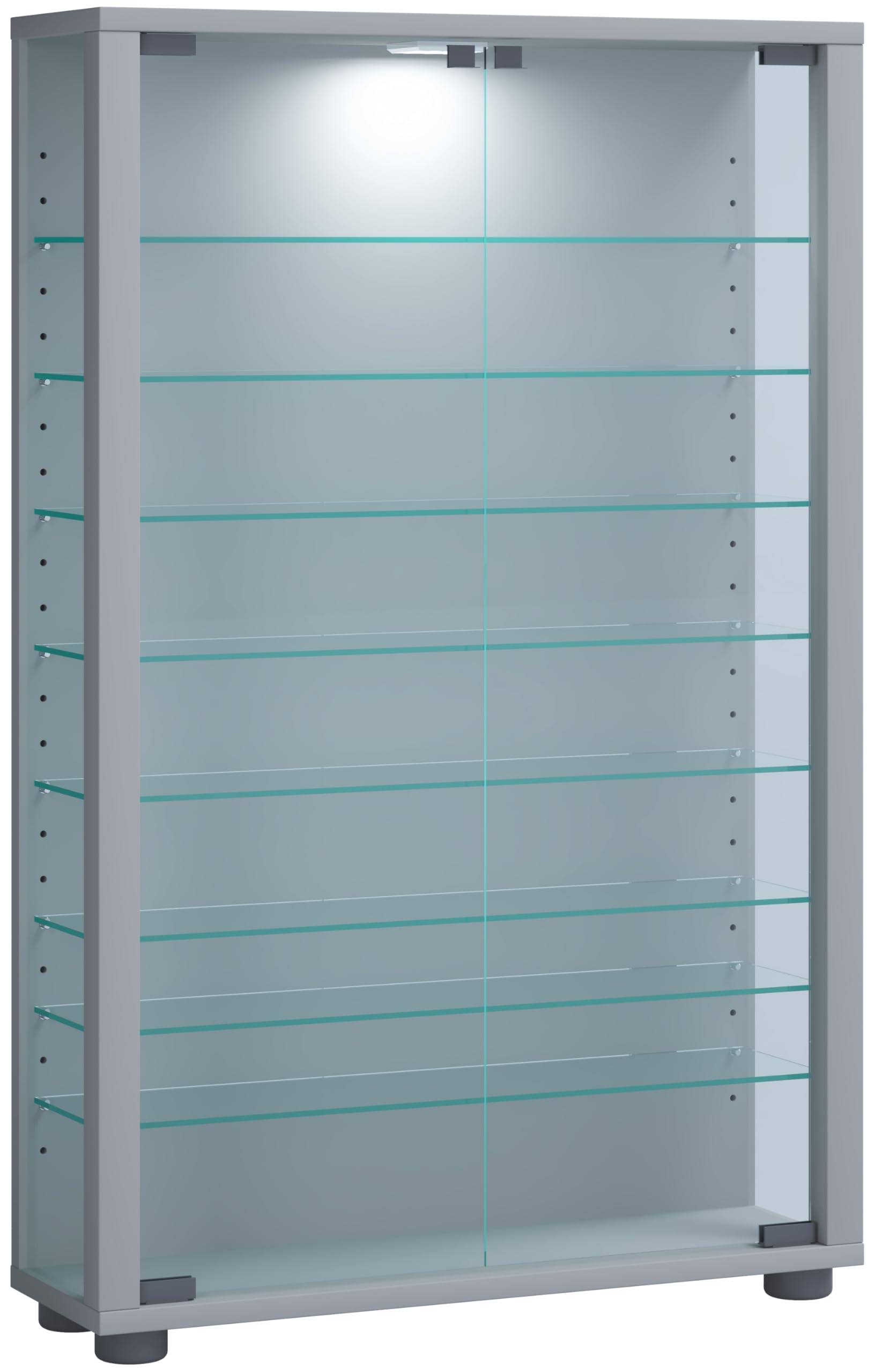 VCM 906131 Lumo Mini Vitrine Indépendante Bois Argent 90 x 59 x 18 cm