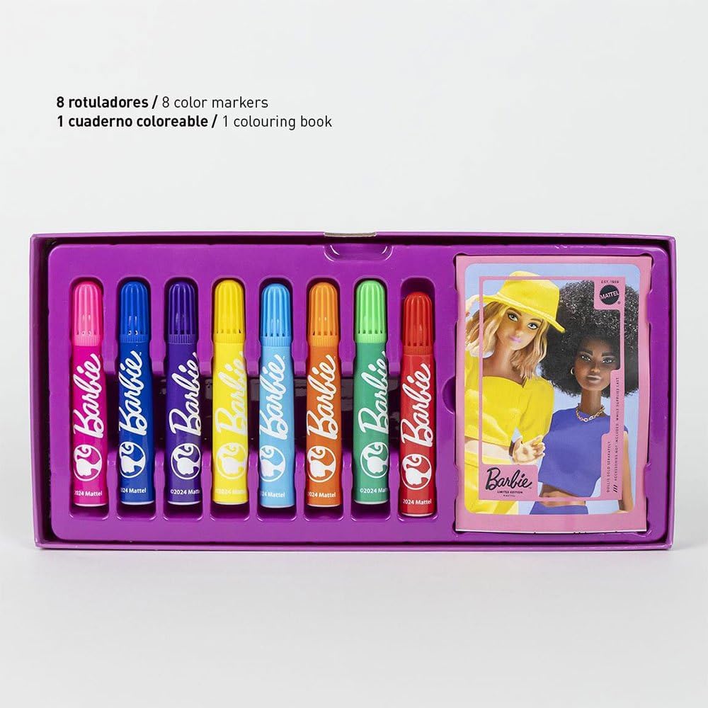 Barbie Inspired Stationery Set - Pink - 26 X 10 X 13 Cm - Includes Case to Coloring - Original Product Designed in Spain