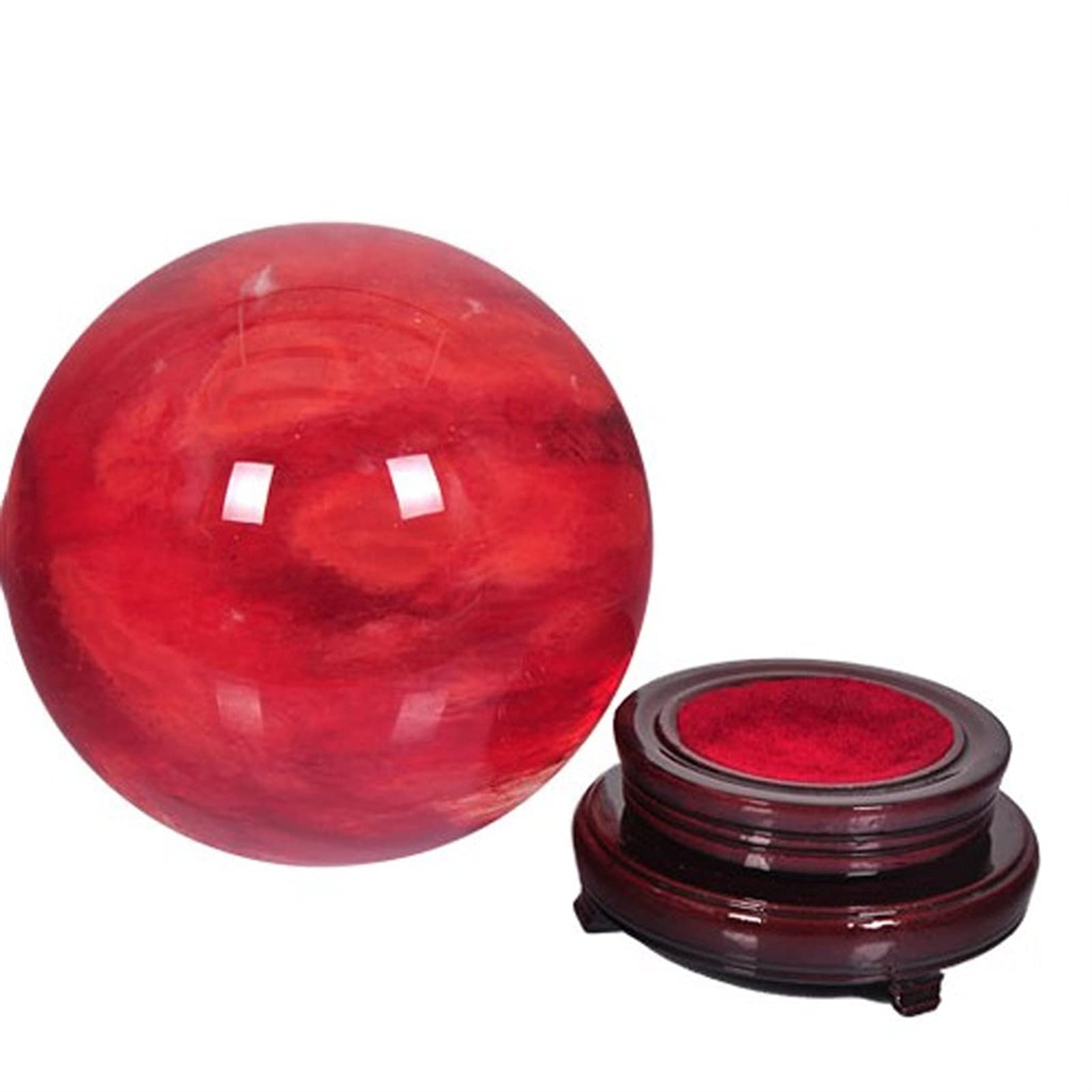 bola de cristal (en la magia occidental) Red Crystal Ball Adornos Casa de la Ciudad Divinación CRISTAL Bola Lucky Buena suerte Decoración del hogar Oficina Adornos bola de cristal(A10cm/3.93in)