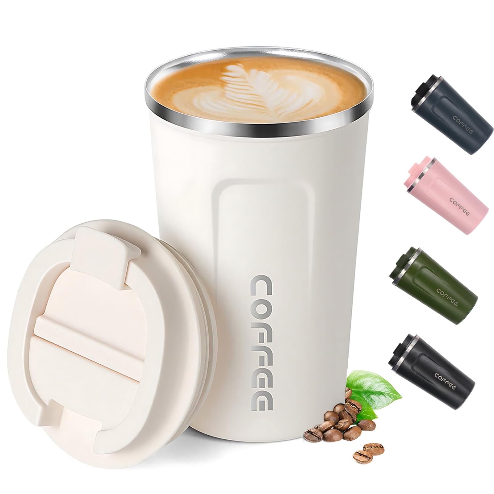 Shunshi Travel Mugs, Insulated Coffee Cup with Leakproof Lid, Reusable Coffee Cups Travel, Car Coffee Cup