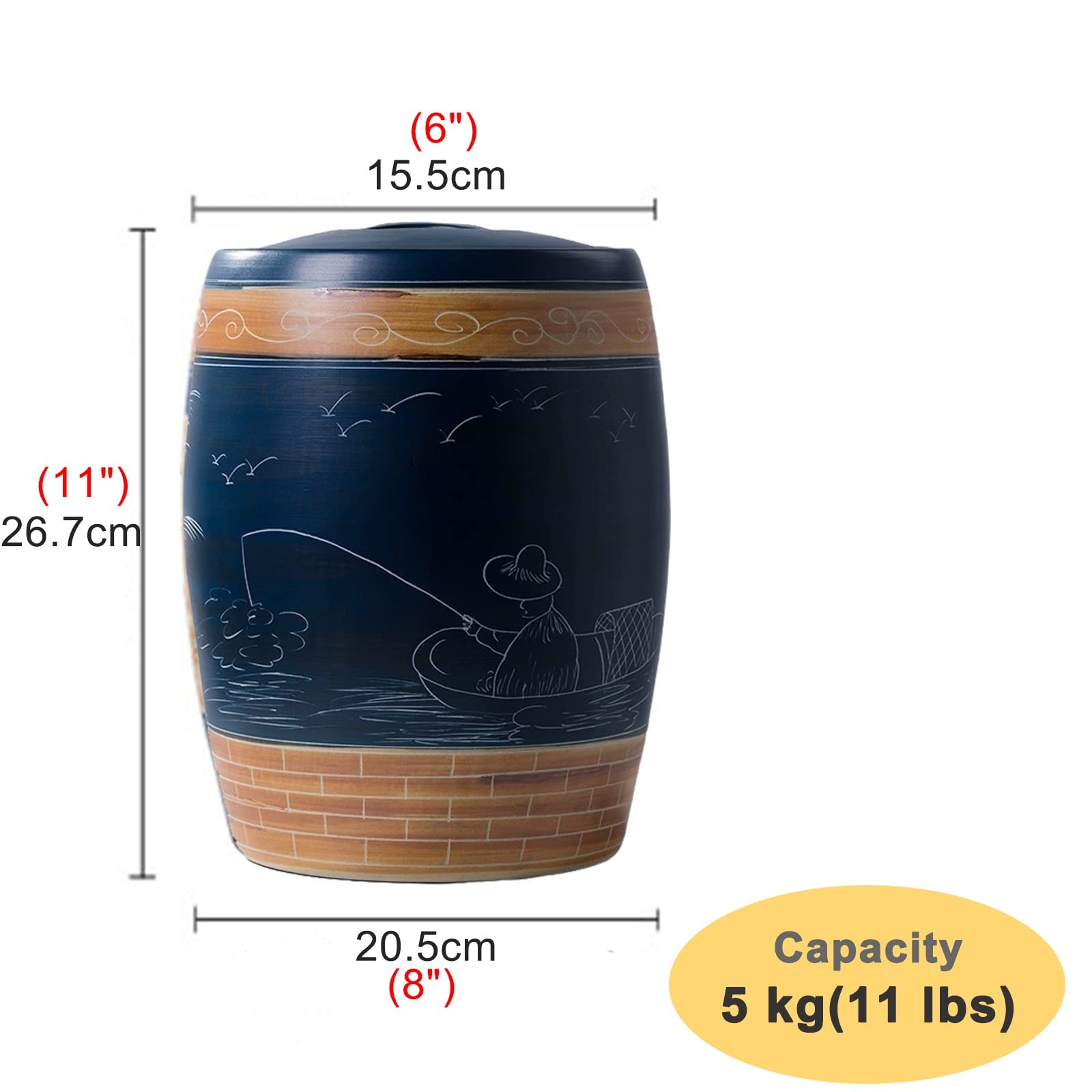 Contenitori per Alimenti Ermetici Ceramica Barattolo di Riso - Sigillato Cibo per cani/cereali/cereali Contenitori del serbatoio di stoccaggio, Ristorante/famiglia Cilindro di riso grande con coperchi