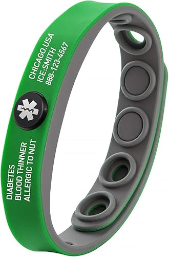 MissNaNa Pulsera de identificación de alerta médica personalizada para hombres y mujeres, grabado gratuito, pulseras médicas de emergencia de