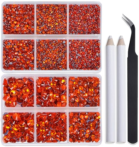 Image of Bymitel Hotfix Crystal Rhinestones Round Gems for Crafts,Mixed 6 Sizes with Wax Pencil Kit, Hyacinth 1.6-6.3mm SS4-SS30 /8000pcs