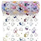 Yuanchuan Glitter Tulle Rolls 6 inch x 10 Yards (30 feet) Colorful CartoonTulle Rolls Spool Fabric...