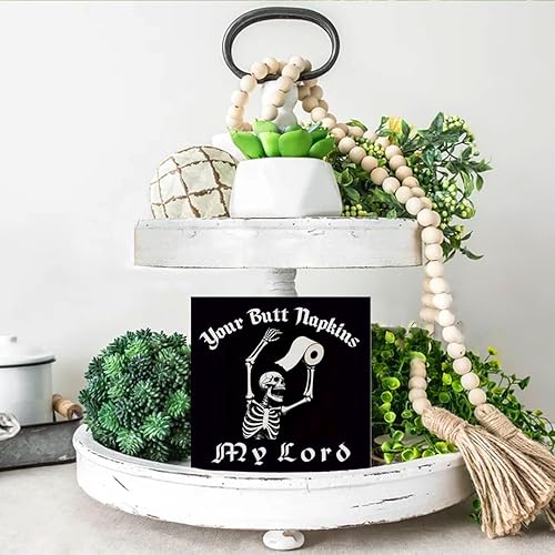 Miniatura 7 de Divertido letrero gótico de baño, decoración de esqueleto de Halloween, bloque de madera, letrero para baño, estante de inodoro, decoración de pared