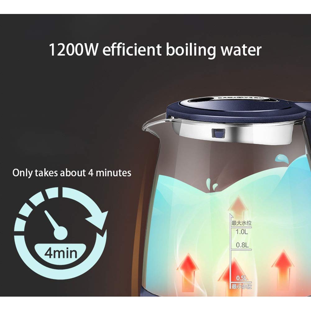Czajnik elektryczny, dzbanek szklany, 1200 W, 1,0 litra (kolor: zielony owocowy) wizja