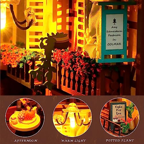 SUNDEER DIY Book Nook Kit, Wooden Book Nook Dollhouse Kit, Diy Miniature House Kit, 3D Miniature kit Decorative Bookcase - Image 3