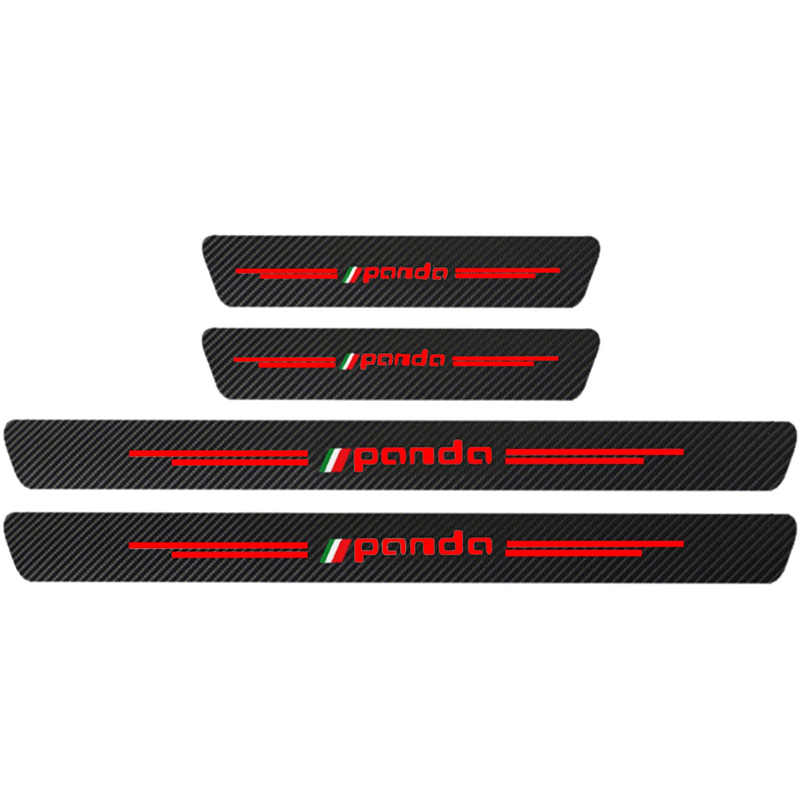 KAFMZEP Car Sill Protectors Strips,4pcs Self Adhesive Carbon Fibre Wrap Film Universal Automobile Threshold Kick Plate Sticker for Fiat Panda Styling Accessories,Red