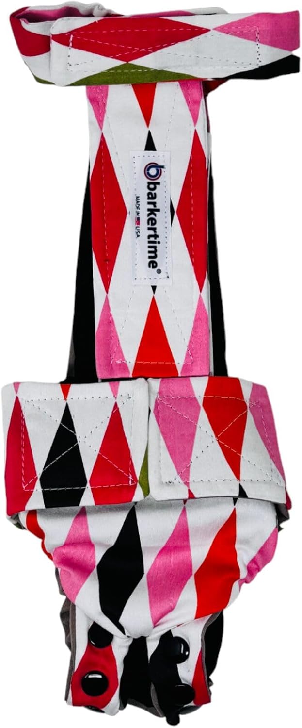 Fancy Harlequin Dog Diaper Snappy Overall, XXL - Belly Band Alternative - Made in USA