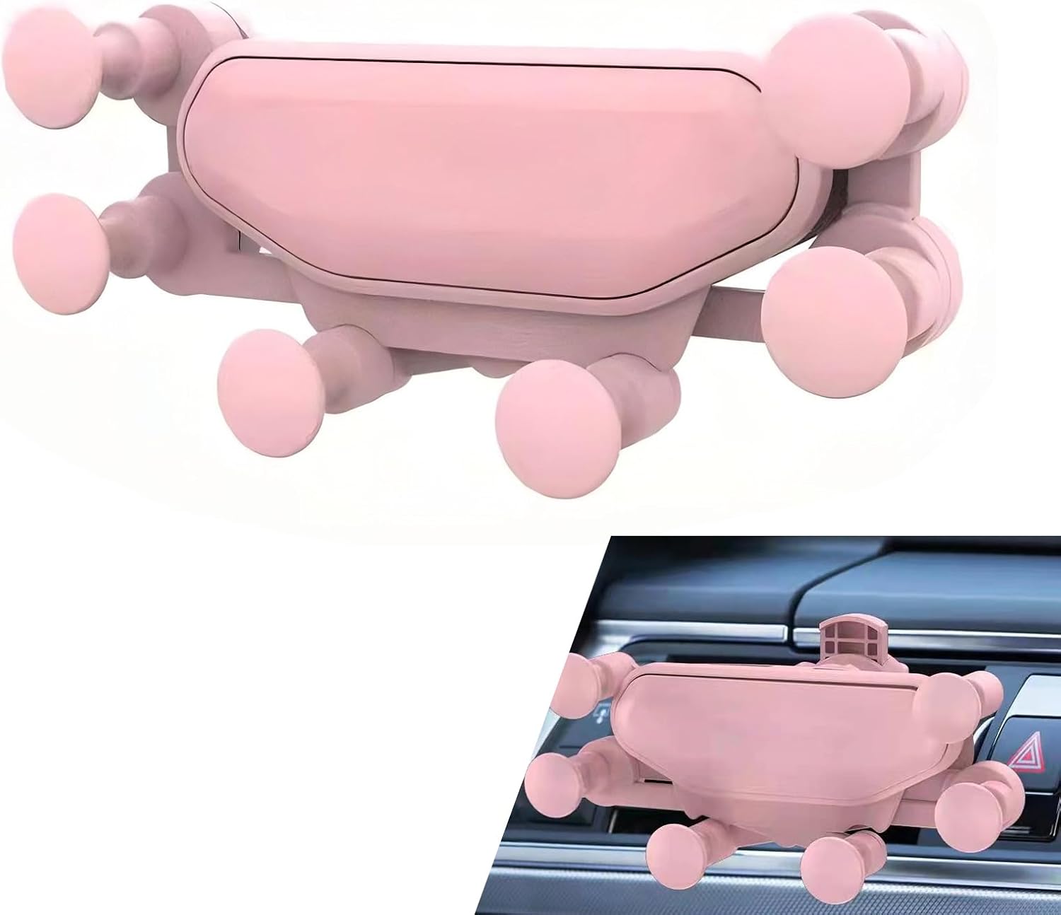 Car Vent Phone Mount, Adaptive Scratch-Resistant Vent Navigation Holder, Shock-Absorbing Effortless Vehicle Phone Cradle, Universal for Most SUVs, Trucks, Cars (Pink)