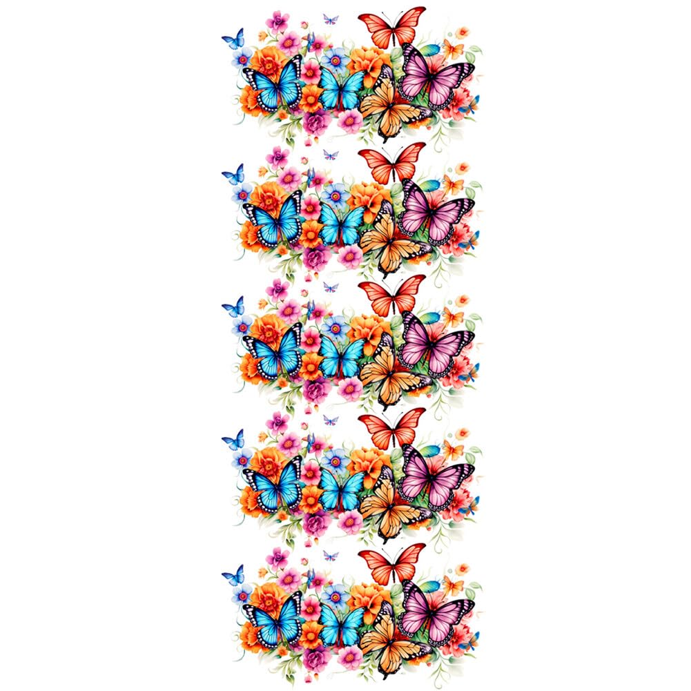 Adesivi UV DTF Per Tazze - 20 Fogli Vintage Con Uccelli, Farfalle, Fiori E Api - Per Vetro, Plastica E Metallo - 3