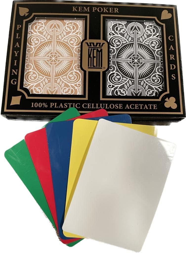2 Free Cut Cards + KEM Arrow Black Gold Playing Cards Poker Size Jumbo Index