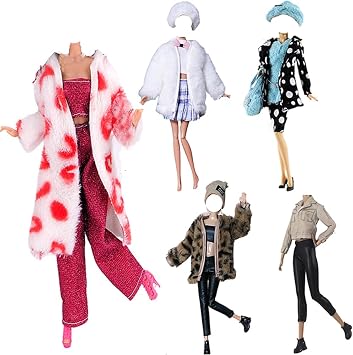 Doll Clothes, 5 Outfits Winter Dresses Pants Bag Hat for 11.5 inches Dolls Accessories Random Style