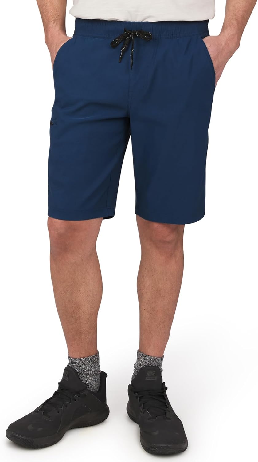 Weatherproof Vintage Men's Casual Drawstring Shorts - Lightweight Hiking Cargo Pull On Shorts with Zipper Pockets