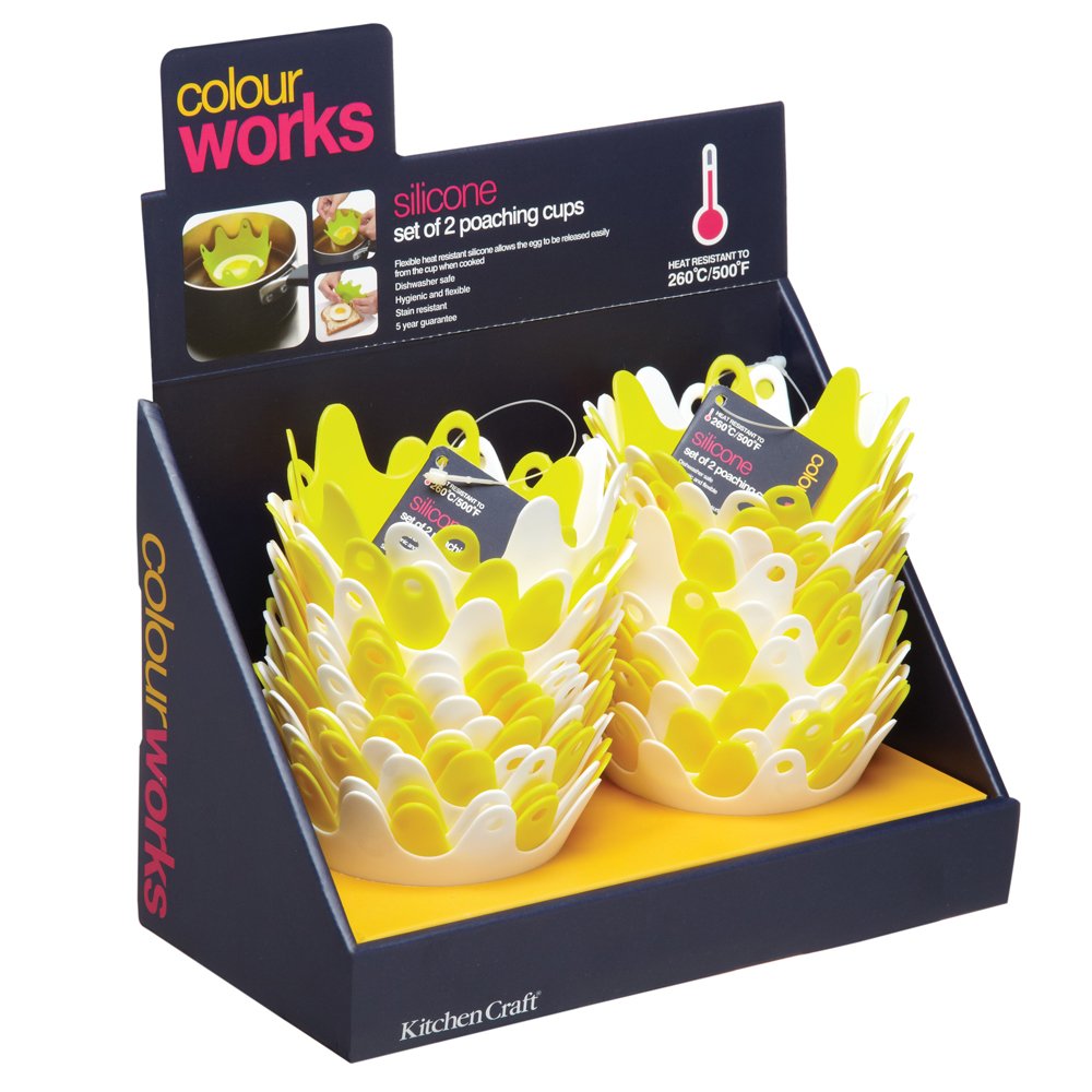 Kitchencraft Yellow Kitchen Craft Colourworks Silicone Egg Poaching Cups, Set Of 2