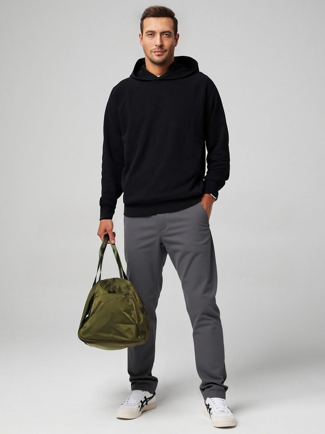 JMIERR Men's Chino Pants Casual Elastic Waist Tapered Golf Trousers - Image 3