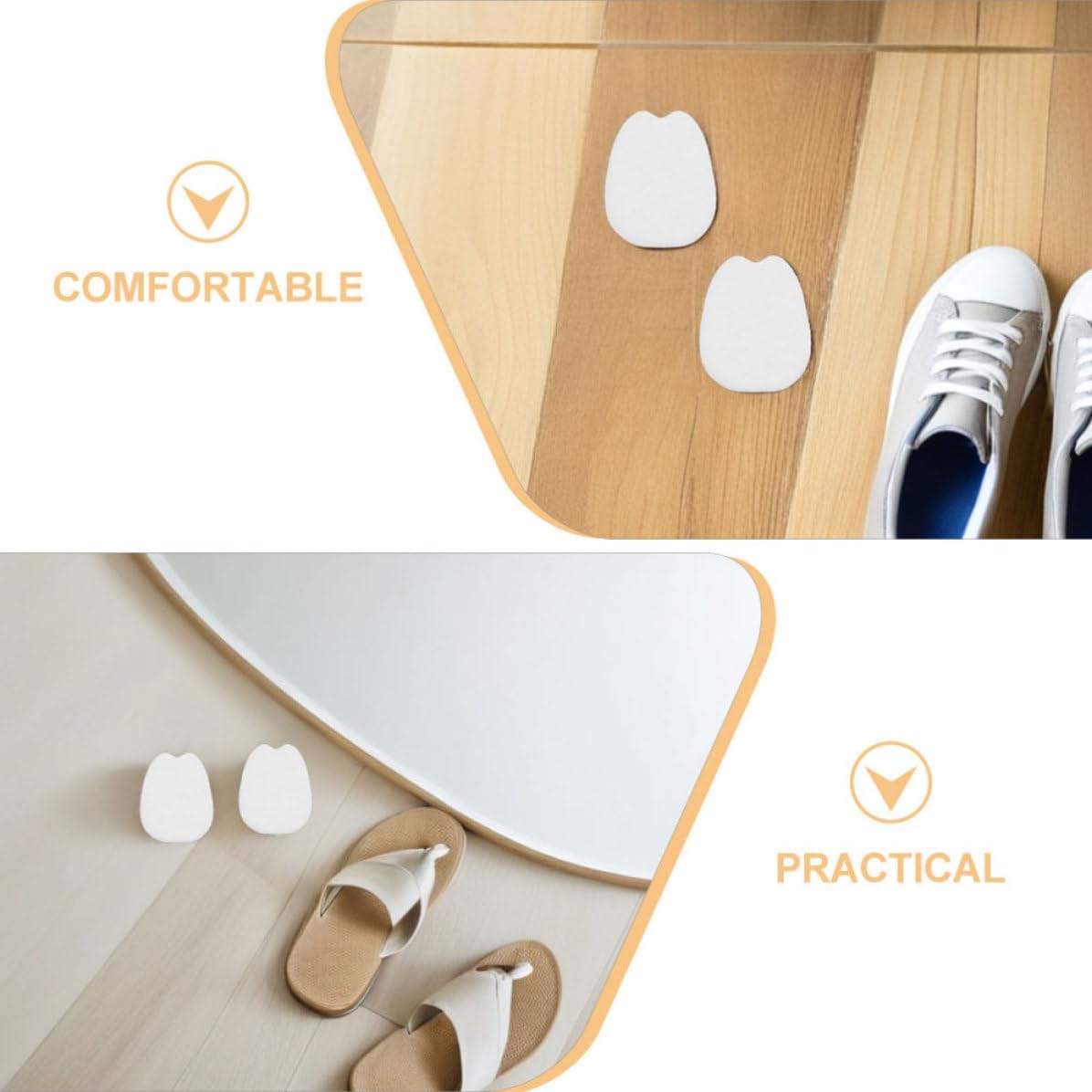 10 Pairs Felt Adhesive Forefoot Pads for Shoes Thin Design Curved Forefoot Cushions Antiskid Properties Soft Self-Adhesive Backing Inserts for Women Daily Activities