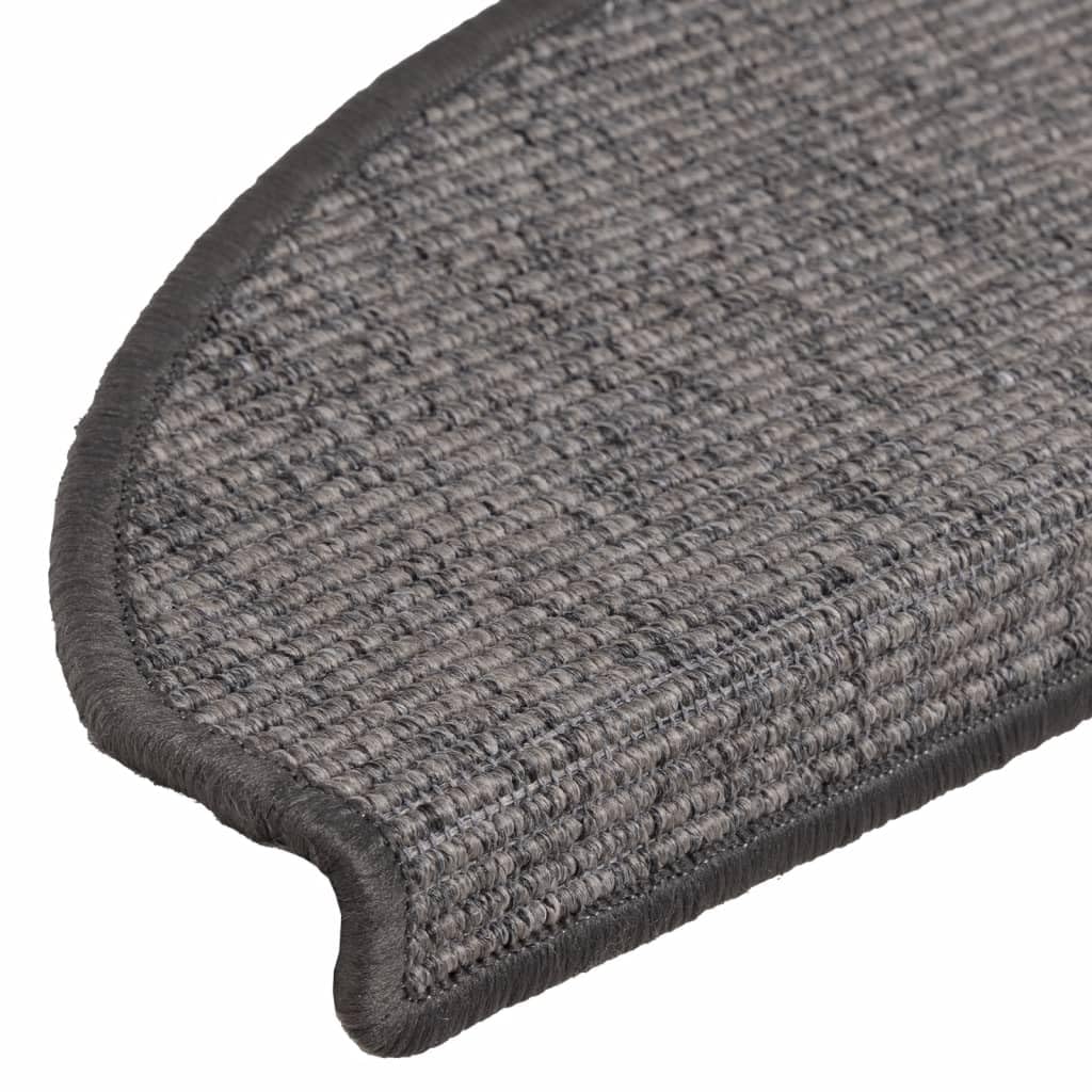 Lot de 15 tapis d'escalier 65 x 21 x 4 cm beige et gris semi-circulaires, grands, antidérapants, autocollants, pour un maintien sûr et une réduction du bruit