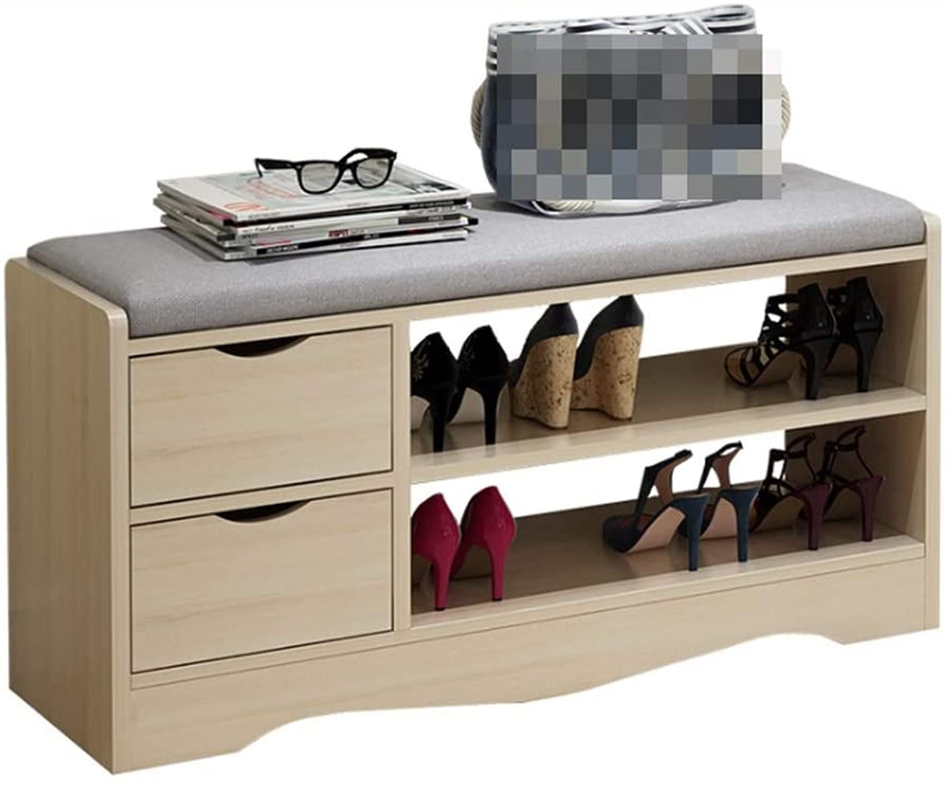 Shoe Shelf,Wood-Based Panel Shoe Bench,Shoe Rack Storage Organizer Shelves,for Entrance,Bedroom,Living Room and Corridor,80 X 30 X 43 cm Used for bedroom hall, foldable, detachable, visua