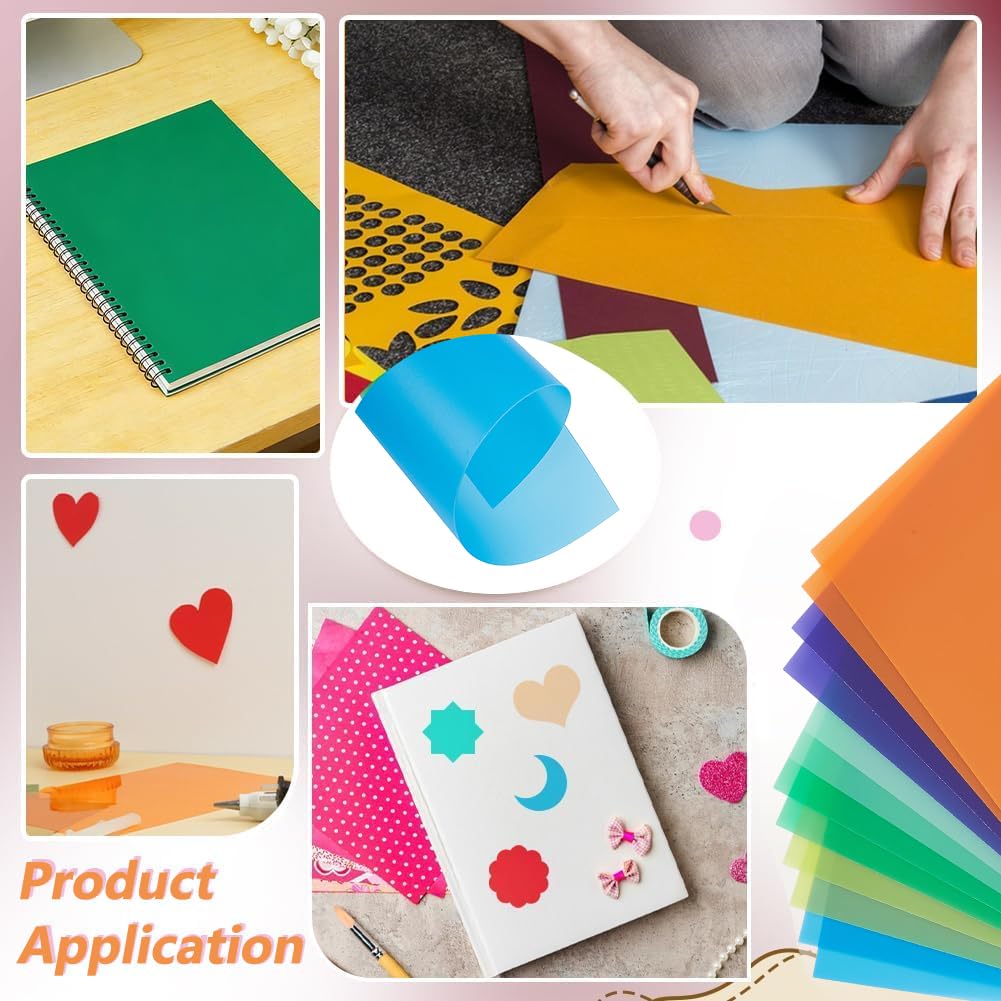 BENECREAT 24pcs 6 Couleurs Feuilles en PVC Souple Plastique Flexible 30x21cm A4 Feuilles Plastique Translucide Givré pour Artisanat Fenêtres Cadres Photo Projets d Affichage DIY
