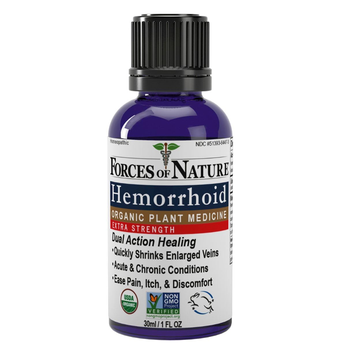 Forces of Nature Hemorrhoid Control Extra Strength, Organic Homeopathic Medicine with Witch Hazel, Horse Chestnut, and Soothing Essential Oils for Itching, Swelling & Discomfort, 1.0 FL OZUSDA Organic